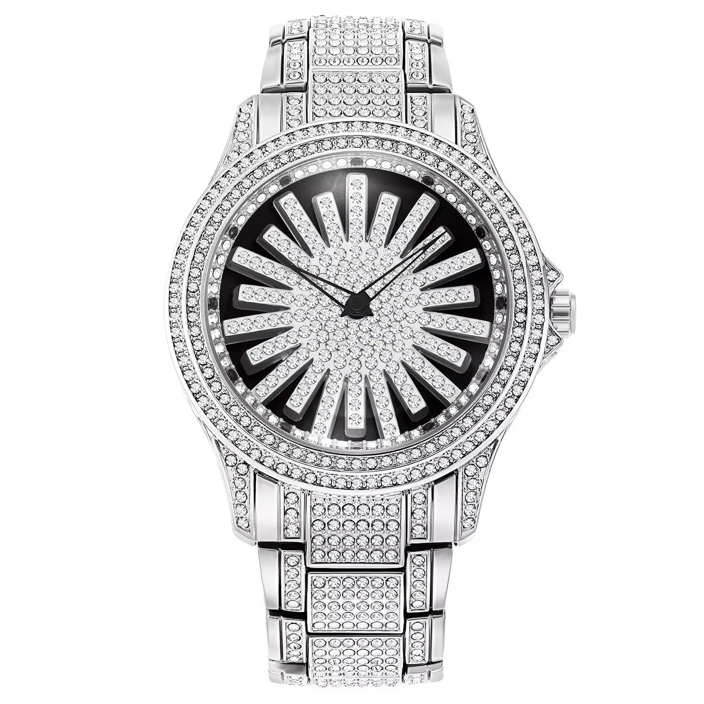 🥳2026 HOT SALE🥳💞50K+ SOLD!💎🔄 50% OFF! Iced‑Out Rotating Dial Watch – Spinning centre dial, full crystal inlay, mineral glass. Bold luxury on your wrist! ⌚✨