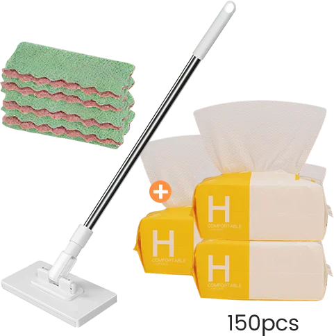 🔥2026 Hot Sale 50% OFF🔥Flat Mop with Stainless Steel Handle, come with Reusable Washable Mop Cloths🏆