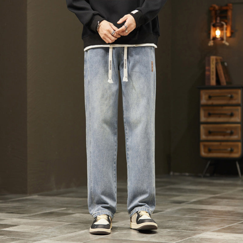 🥳2026 HOT SALE🥳💞50K+ SOLD!💥🕊️ 50% OFF! Men's Loose Straight Jeans – Roomy & relaxed all day! Easy elastic waist, no tight squeeze. Classic straight leg, moves with you. Perfect for everyday wear. 👖✨