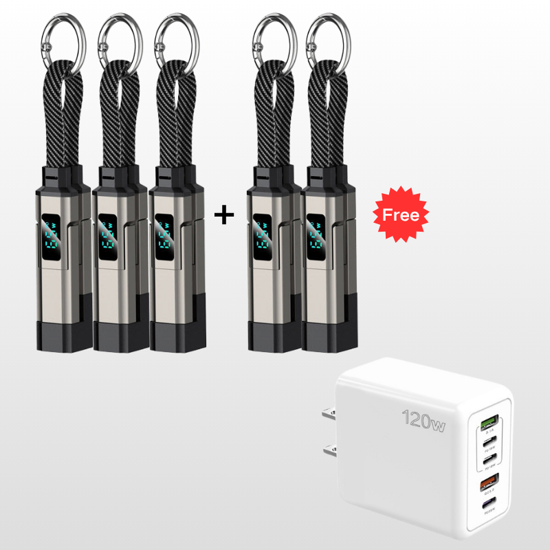 🥳2026 HOT SALE🥳💞50K+ SOLD!📊🔌 50% OFF! 4‑in‑1 Keychain Charger – Built‑in digital wattmeter, zinc alloy core. Supports 65W+27W. Never guess charging speed again. A pocket‑sized power station! 💎🔄