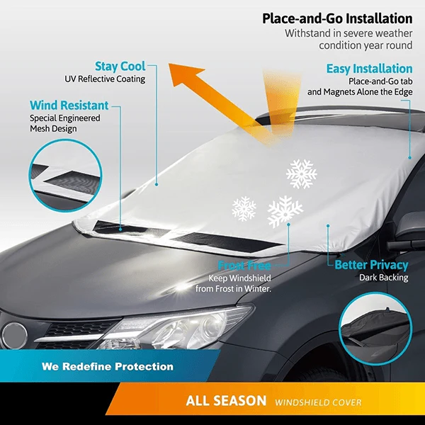 🥳2026 HOT SALE🥳💞50K+ SOLD! 🚗❄️ 50% OFF! Magnetic Car Windshield Cover – 4-layer waterproof, snow & sun shield with reflective strips. All-season protection, no more scraping! 🛡️✅