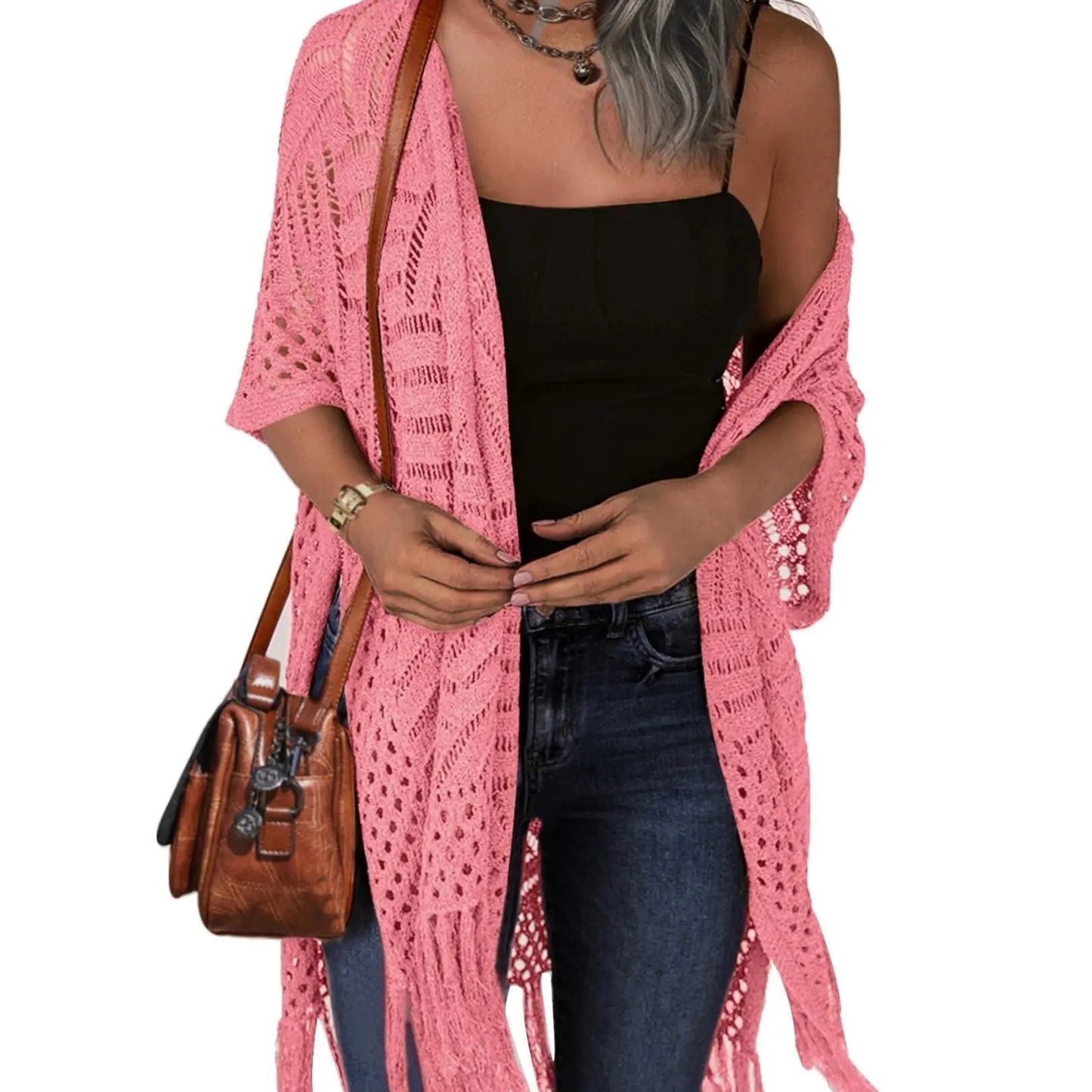 🥳2026 HOT SALE🥳💞50K+ SOLD!🌸☀️ 50% OFF – Just £19.99! Oversized Knit Cardigan – Lightweight crochet tassel kimono for spring & summer. Breathable viscose‑nylon blend – no itch, no cling – layer over anything! 🧶✨