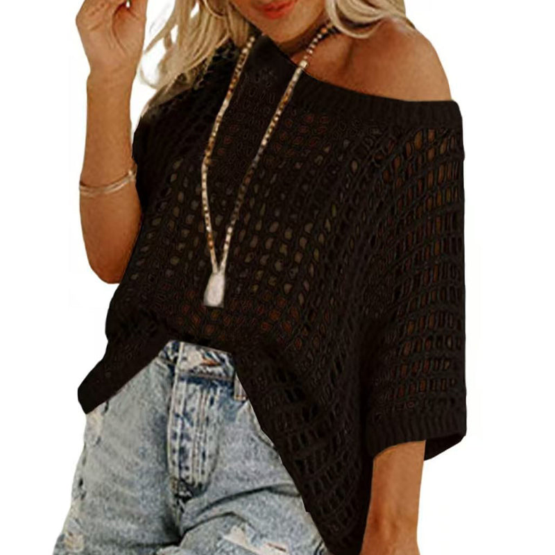 🥳2026 HOT SALE🥳💞50K+ SOLD!💥🌊💨 50% OFF! Short Sleeve Crochet Pullover – Casual hollow‑out knit, ideal beach cover‑up. Breezy & light, easy to layer. Sizes S‑XXL. Your summer essential. 👙✅