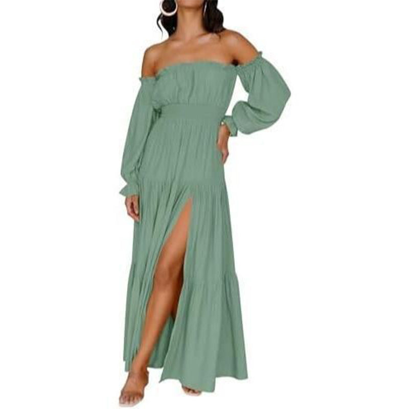🥳2026 HOT SALE🥳💞50K+ SOLD!👵 🕊️50% OFF! Women's Off-Shoulder High-Waist Dress – Elegant & comfortable! Gentle support stays in place, flattering high waist. Perfect for summer gatherings or holidays. 🌸☀️