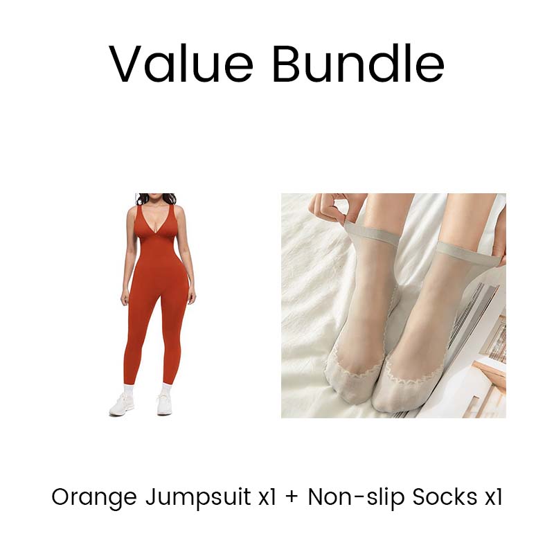 🥳2026 HOT SALE🥳💞50K+ SOLD!🌸🦋50% OFF High-Stretch V-Neck Jumpsuit – All-day ease for fitness & beyond. Breathable, flexible & effortlessly chic. Your go-to for movement. 🧘♀️💫