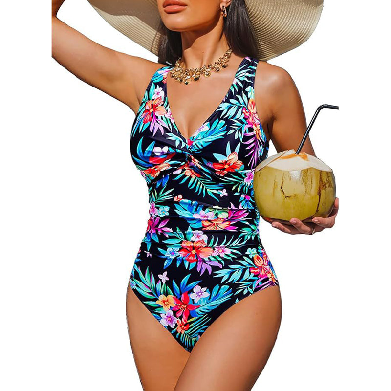 ๐ฅณ2026 HOT SALE๐ฅณ๐50K+ SOLD!๐ต๐๏ธ 50% OFF! Women's One-Piece Swimsuit โ Tummy control ruching, elegant twist-front. Wide straps stay put, no digging. Quick-dry fabric. Perfect for pool or beach. ๐๐
