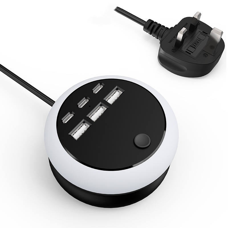 🥳2026 HOT SALE🥳💞50K+ SOLD!🌙💡 50% OFF! 6‑in‑1 Charging Station – 3 Type‑C + 3 USB‑A, smart distribution. 8‑colour ambient light, perfect for bedside or desk. No more hunting for plugs! 🌟💚