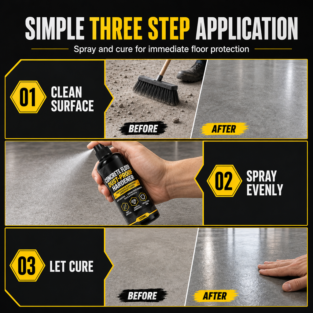 🥳2026 HOT SALE🥳💞50K+ SOLD! 🏠🧱 50% OFF! Garage Cement Floor Dusting Hardener – seals & hardens concrete, stops dust for good. Simple 3-step application! 🛡️💪