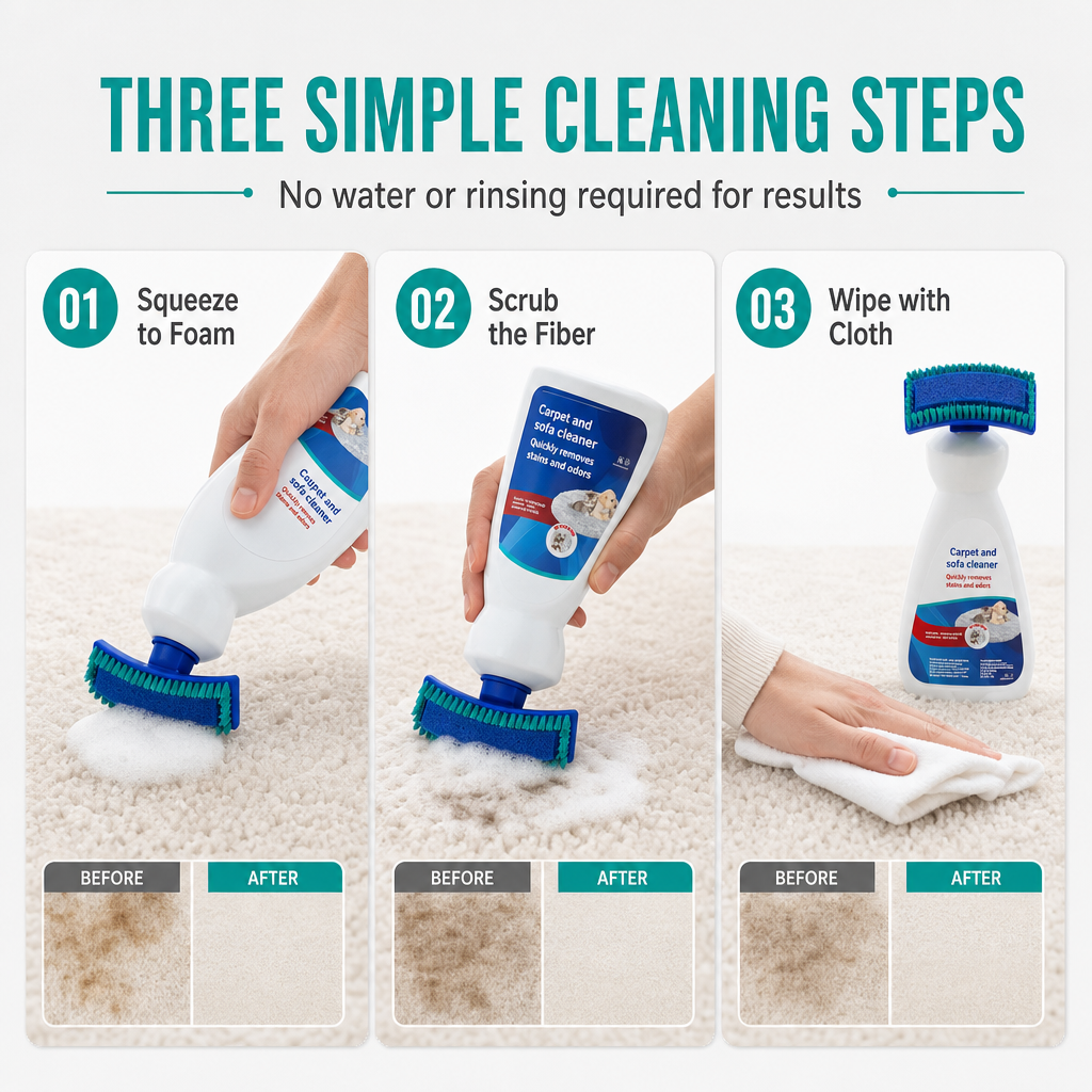 🥳2026 HOT SALE🥳💞50K+ SOLD! 🧽🛋️ 50% OFF! Waterless Fabric and Carpet Cleaner – no-rinse foam deep cleans rugs & sofas, removes stains & odours. Dual-action brush, just squeeze, scrub & wipe! ✨✅