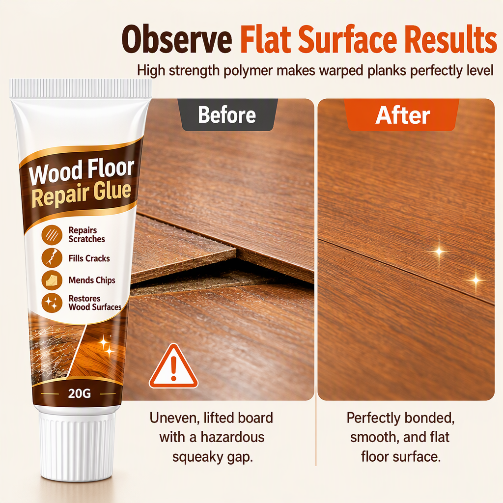 🥳2026 HOT SALE🥳💞50K+ SOLD! 🛠️🏠 50% OFF! Wood Floor Repair Glue – locks loose planks, fills gaps & stops squeaks. Waterproof high-strength polymer for flat, safe floors! ✅💪