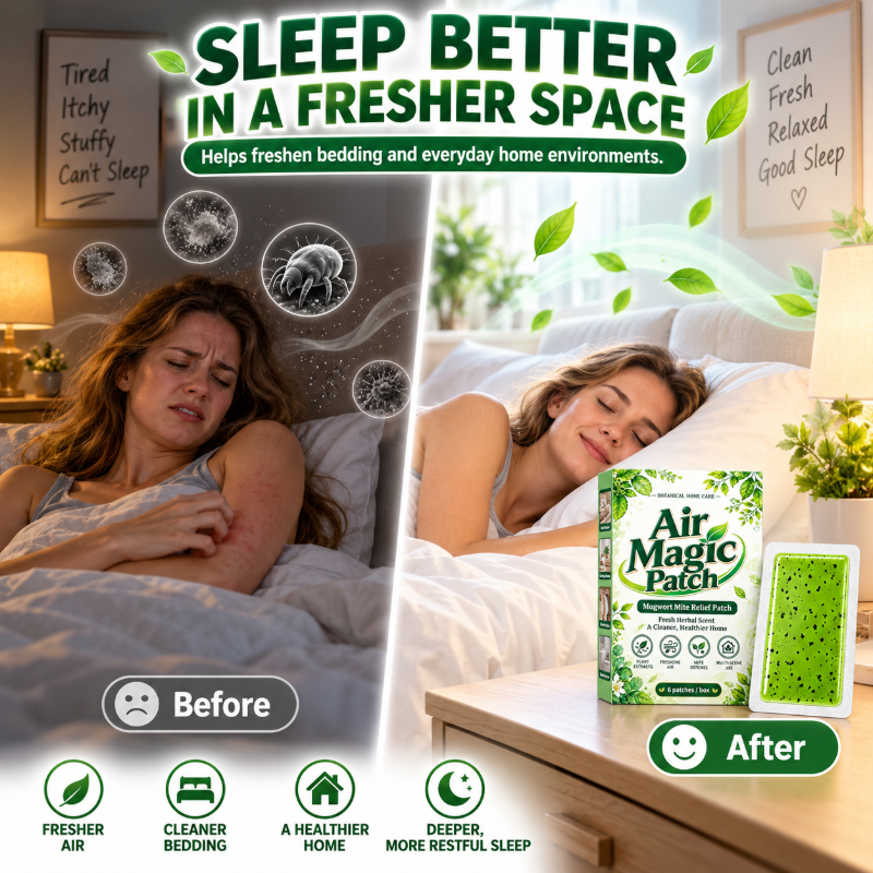 🥳2026 HOT SALE🥳💞50K+ SOLD! 🌿🛏️ 50% OFF! Mugwort Mite Relief Patch (6 Pcs) – natural plant formula, up to 60-day freshness. Place under pillow or in wardrobe for cleaner, fresher sleep! 🛡️✅