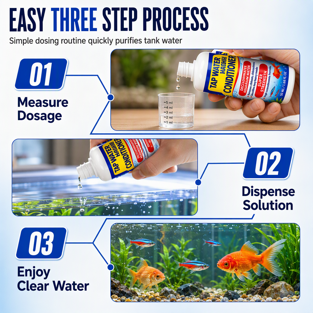 🥳2026 HOT SALE🥳💞50K+ SOLD! 🐠💧 50% OFF! Aquarium Water Clarifier – instantly neutralises chlorine & toxins, conditions tap water, keeps fish happy. 50ml easy 3-step care! 🛡️✅