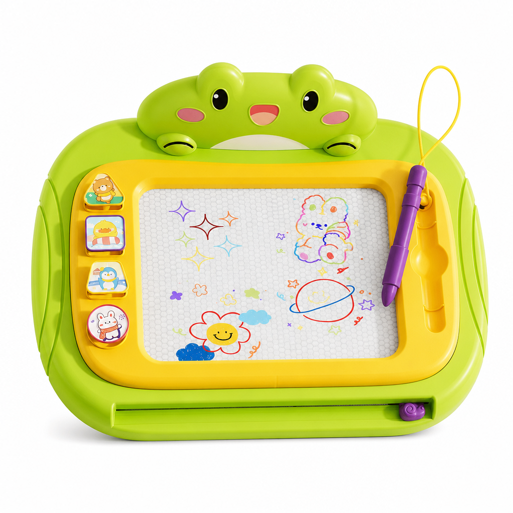 🥳2026 HOT SALE🥳💞50K+ SOLD! 🎨✨ 50% OFF! Kids Magnetic Drawing Board – pen & 4 stamps included, 4-colour screen, mess-free & safe. Creative play anywhere! 🛡️💚