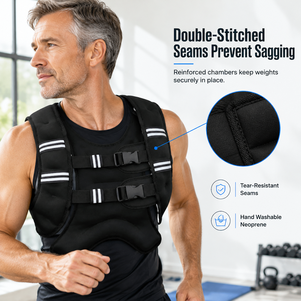 🥳2026 HOT SALE🥳💞50K+ SOLD! 🏋️♂️✨ Adjustable Weighted Vest with Reflective Strips – balanced weight protects joints, padded straps & low-impact core training. Safe, comfortable workouts! 🛡️💪