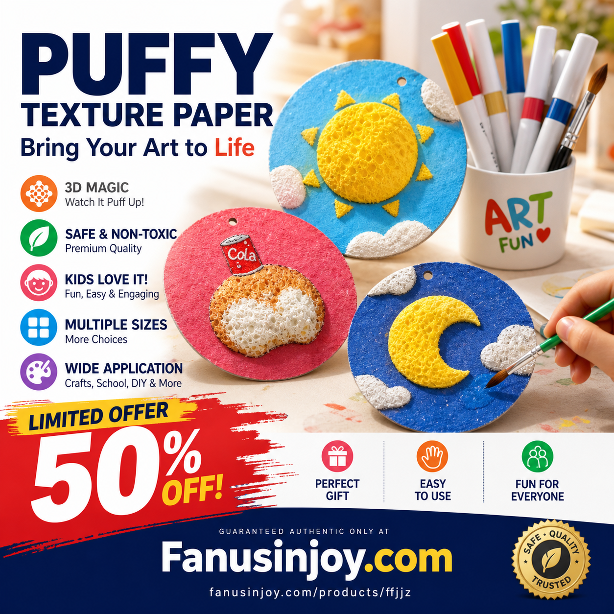🥳2026 HOT SALE🥳💞50K+ SOLD!🎨✨ BUY 3 GET 2 FREE! Foam Texture Painting Paper – Draw, paint & add water – your artwork puffs up in seconds! Magic 3D effect, non‑toxic & mess‑free. Perfect for creative kids! 🖌️🌟