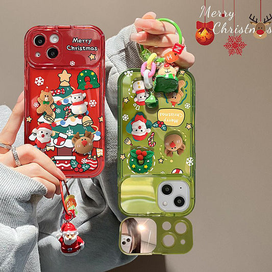 🎅Vente de Noël🎊 - 49% de réduction💥Arbre de Noël pendentif Flip Mirror Case Cover Étui pour iPhone