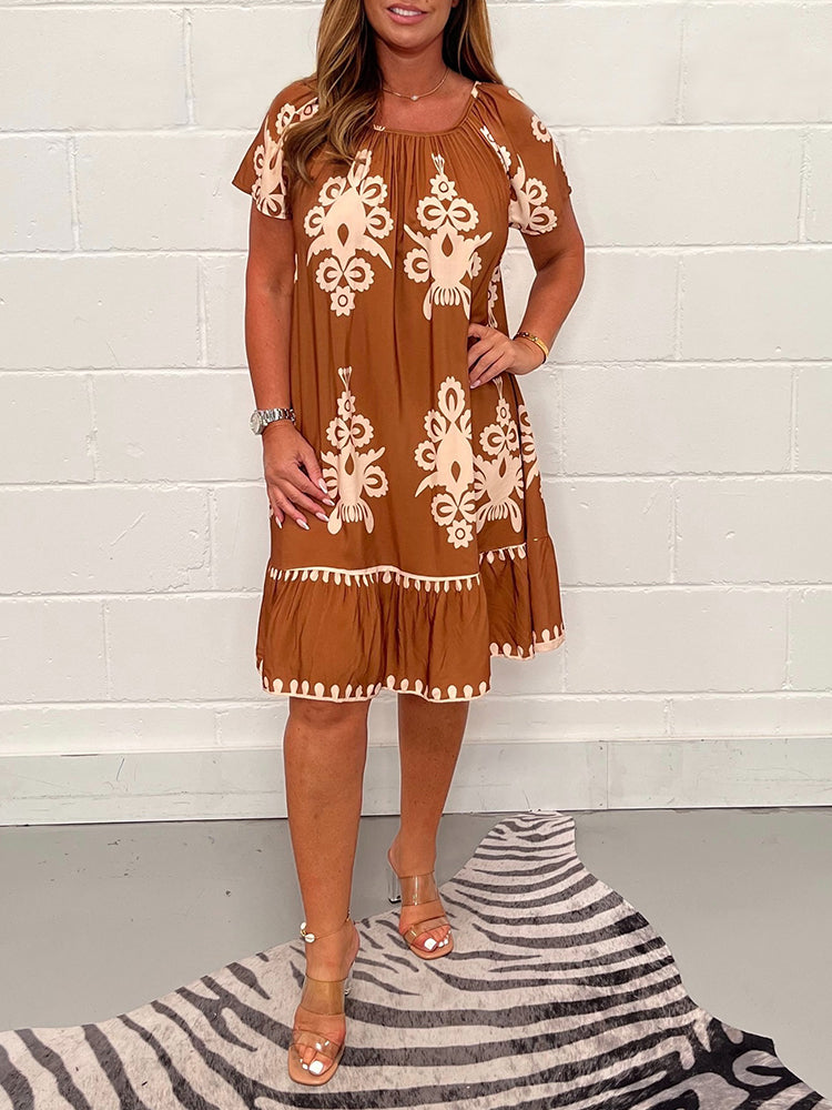 🥳2026 HOT SALE🥳💞50K+ SOLD!🏖️🌺 50% OFF! Multi-Print Square Neck Dress – Bold geometric pattern, easy pull-on style. Dress up with heels or down with flats. Effortless style. 👡🕊️