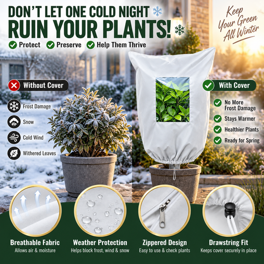 🥳2026 HOT SALE🥳💞50K+ SOLD! ❄️🌿 Time-Limited Special! Plant Frost Cover – breathable fabric shields shrubs, pots & young trees from frost. Zipper + drawstring, reusable. Save your garden tonight! 🛡️💚