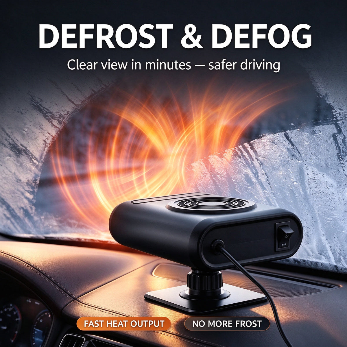 🥳2026 HOT SALE🥳💞50K+ SOLD! 🚗🔥 50% OFF! 2-in-1 Portable Car Heater & Windscreen Defroster – compact 12V, fast heat clears frost & fog, 360° rotation & 3 gears. Warm, clear driving in minutes! 🛡️✅