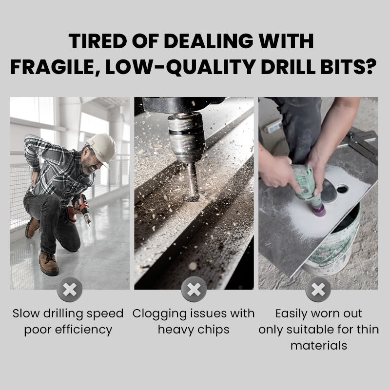 🥳2026 HOT SALE🥳💞50K+ SOLD!🔥🪚 50% OFF! 4‑Flute Serrated Eccentric Drill Bit Kit – 4 cutting edges, titanium‑coated, fast chip removal. Drills tile, wood, metal & concrete. A must‑have for DIYers! ⚡✨