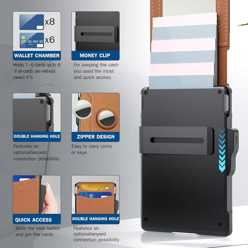 🥳2026 HOT SALE🥳💞50K+ SOLD! 🎁💼 50% OFF! AirTag Wallet for Men – Built‑in AirTag slot, RFID blocking & pop‑up card access. Premium leather + aluminum case, holds 12 cards – the perfect smart gift! 🔒✨