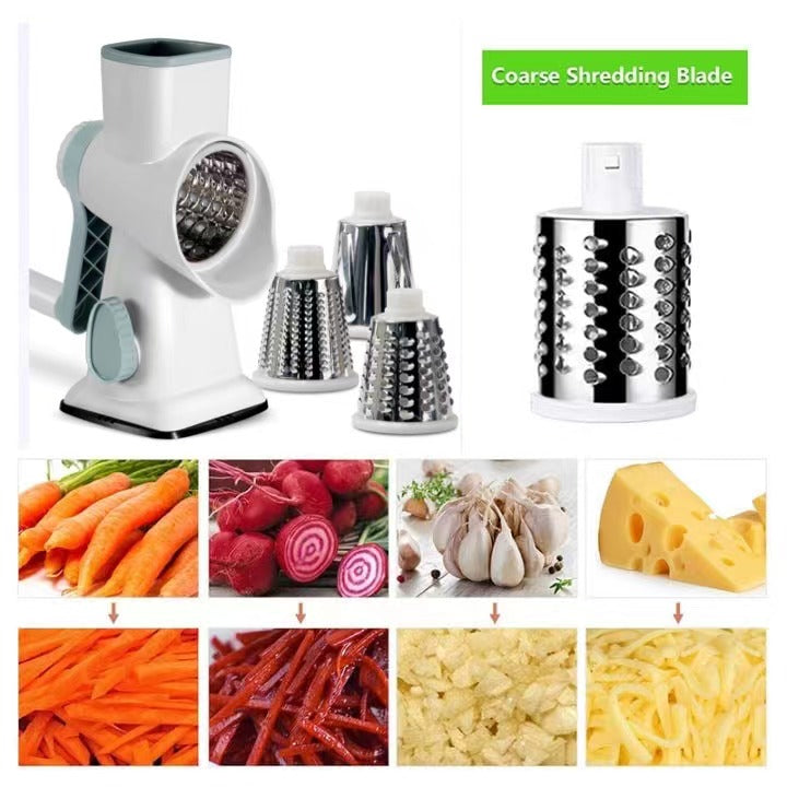 🥳2026 HOT SALE🥳💞50K+ SOLD! 🥕🛡️ BIG DISCOUNT! 3-in-1 Rotary Cheese Grater – safe feeding port prevents cuts, no more bloody fingers! Grates cheese, slices veg & spiralizes in seconds. Perfect for easy, safe home cooking! 🧀✅