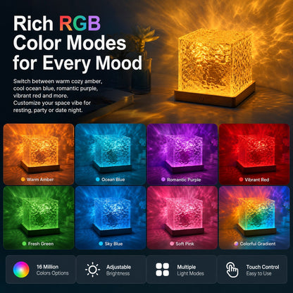 🥳2026 HOT SALE🥳💞50K+ SOLD! 🌊💤 50% OFF! Dynamic Water Ripple LED Light – soothing ripple effect, soft flicker-free glow. USB powered, 3W, ideal for bedtime relaxation & reading. 🛋️✨