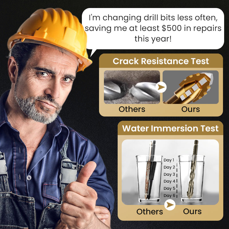 🥳2026 HOT SALE🥳💞50K+ SOLD!🔥🪚 50% OFF! 4‑Flute Serrated Eccentric Drill Bit Kit – 4 cutting edges, titanium‑coated, fast chip removal. Drills tile, wood, metal & concrete. A must‑have for DIYers! ⚡✨