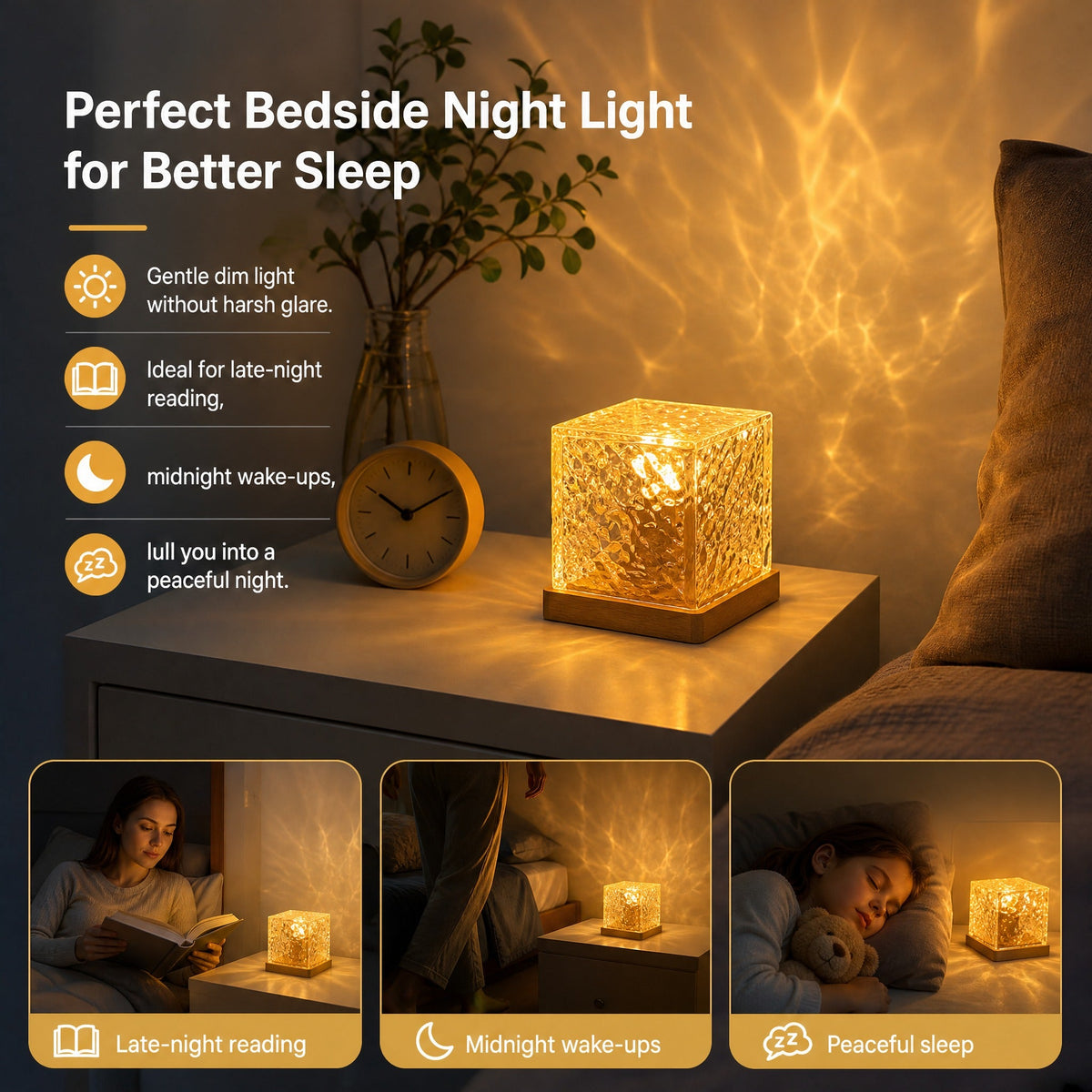 🥳2026 HOT SALE🥳💞50K+ SOLD! 🌊💤 50% OFF! Dynamic Water Ripple LED Light – soothing ripple effect, soft flicker-free glow. USB powered, 3W, ideal for bedtime relaxation & reading. 🛋️✨