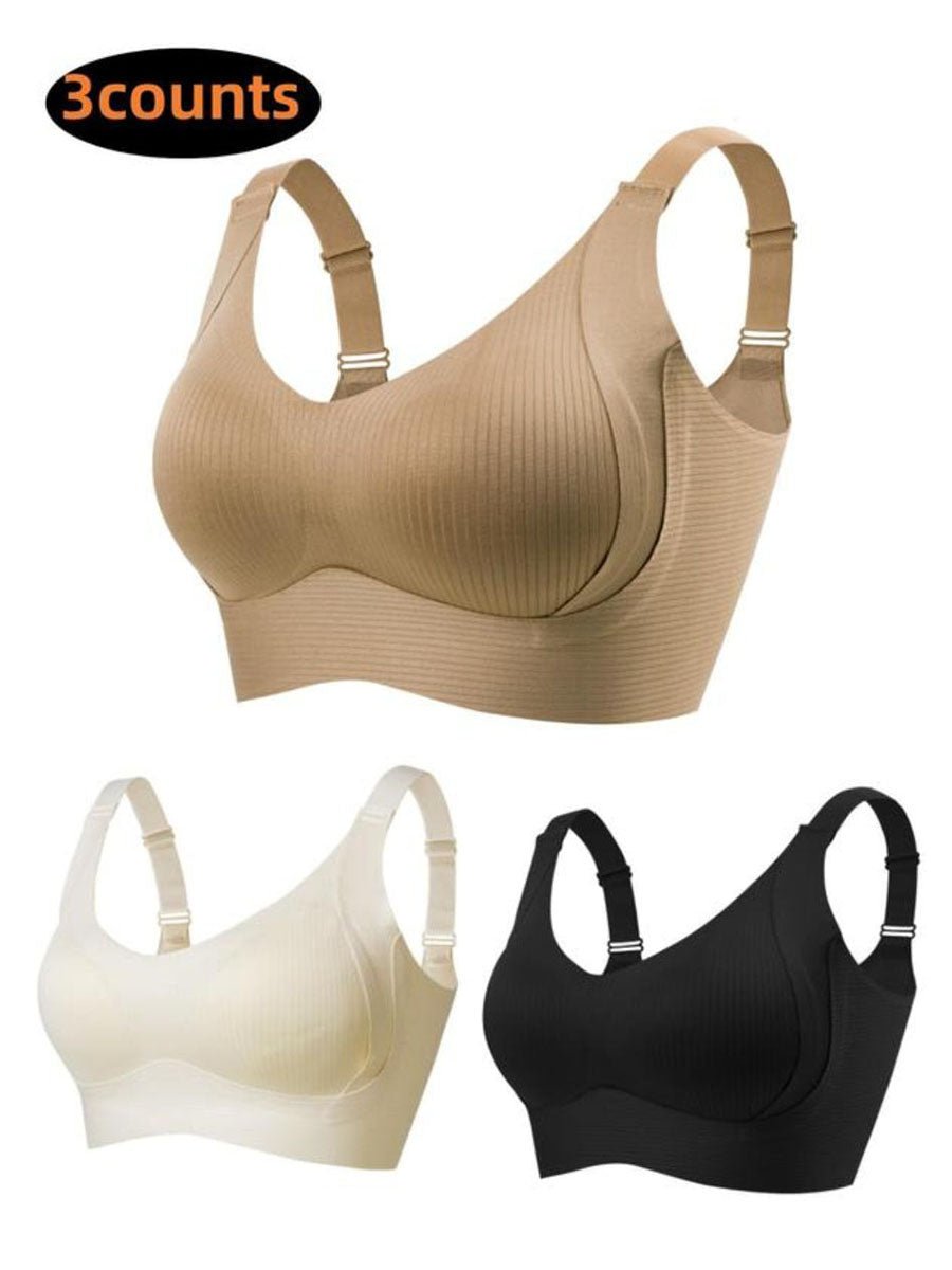 🥳2026 HOT SALE🥳💞50K+ SOLD!💖🌸 50% OFF! Subtle Striped Seamless Bra – Pushes back fat, natural lift. Breathable & moisture‑wicking. Feels like a hug! 👙💪