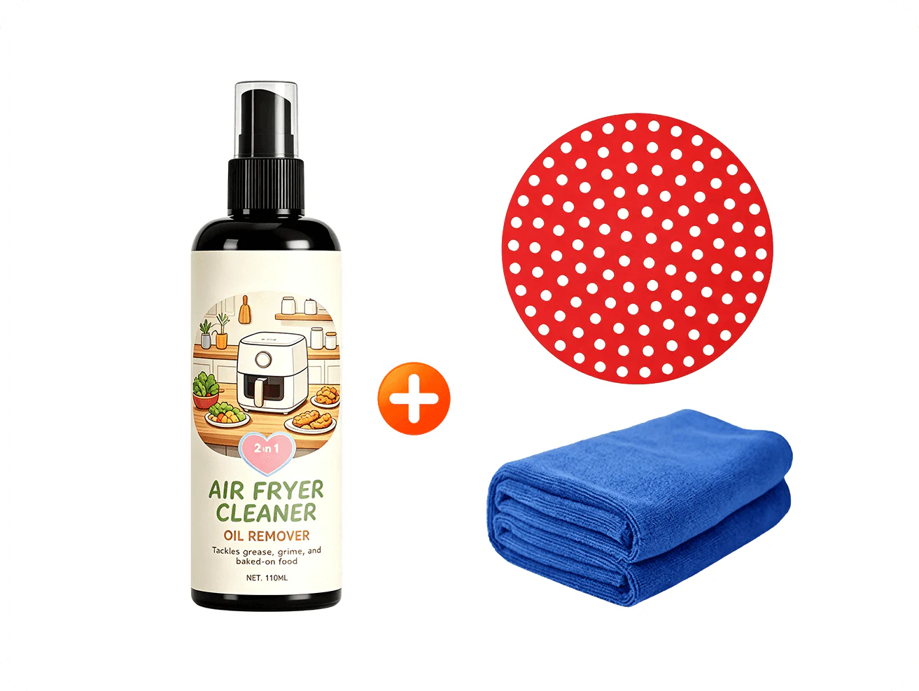 🥳2026 HOT SALE🥳💞50K+ SOLD!🔍✨ 50% OFF! 2‑in‑1 Air Fryer Cleaner – Degreases & cleans, safe for non‑stick coatings. Just spray & wipe. Includes towel! 🧼💪