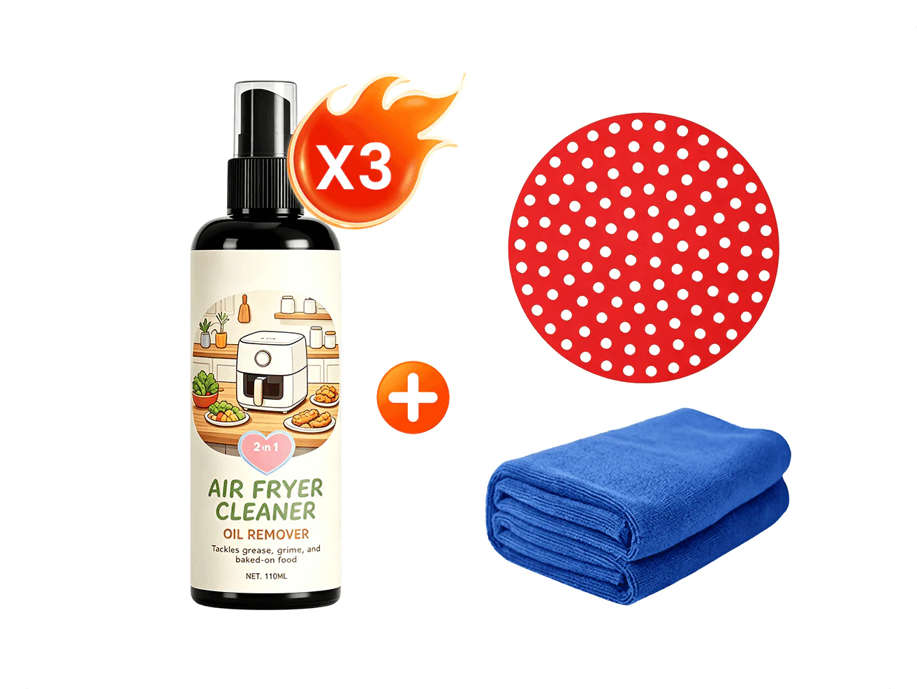 🥳2026 HOT SALE🥳💞50K+ SOLD!🔍✨ 50% OFF! 2‑in‑1 Air Fryer Cleaner – Degreases & cleans, safe for non‑stick coatings. Just spray & wipe. Includes towel! 🧼💪