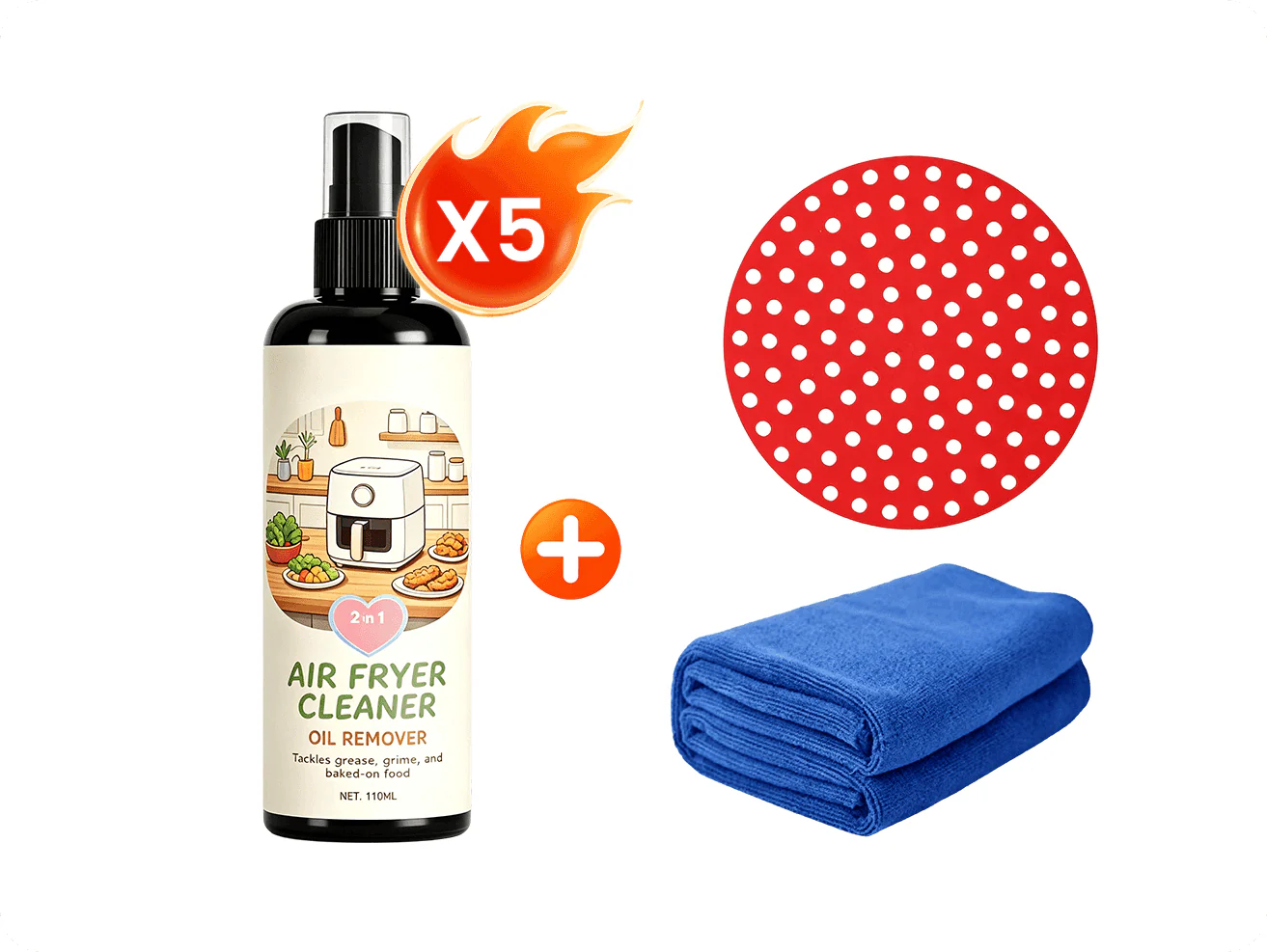 🥳2026 HOT SALE🥳💞50K+ SOLD!🔍✨ 50% OFF! 2‑in‑1 Air Fryer Cleaner – Degreases & cleans, safe for non‑stick coatings. Just spray & wipe. Includes towel! 🧼💪
