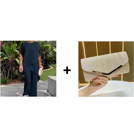 🥳2026 HOT SALE🥳💞50K+ SOLD!👵🌸 50% OFF! Irregular Top & Wide Leg Pants Set – Flattering cut, comfy fit. Unique design, effortless style. Perfect for garden parties or coffee dates. 🌿✨