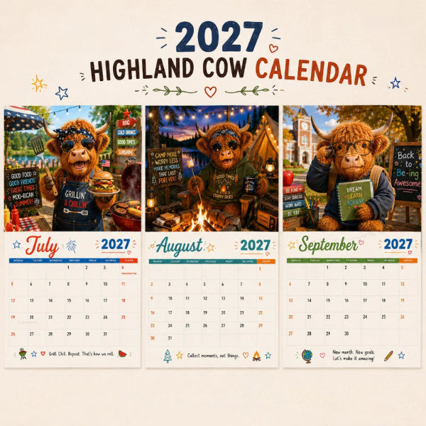 🥳2026 HOT SALE🥳💞50K+ SOLD!🐮📅 50% OFF! 2027 Funny Highland Cow Wall Calendar – 12 exclusive seasonal designs, A4 spiral binding. A smile on your wall every month! 😂✨
