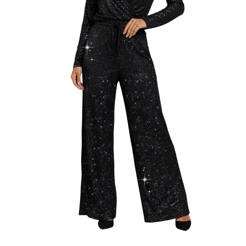 🥳2026 HOT SALE🥳💞50K+ SOLD!👵✨ LAST DAY 50% OFF! Sequin Sparkle Wide Leg Pants – Elastic waistband, easy pull-on. Dress up for parties or down for daily glam. Feel fabulous! 🎉👖