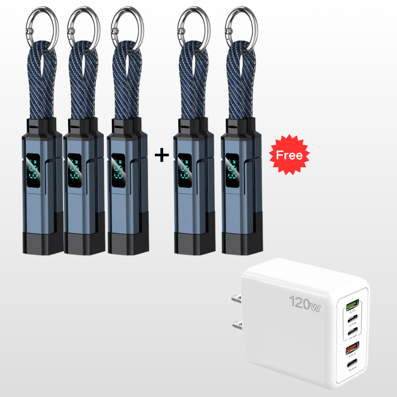 🥳2026 HOT SALE🥳💞50K+ SOLD!📊🔌 50% OFF! 4‑in‑1 Keychain Charger – Built‑in digital wattmeter, zinc alloy core. Supports 65W+27W. Never guess charging speed again. A pocket‑sized power station! 💎🔄