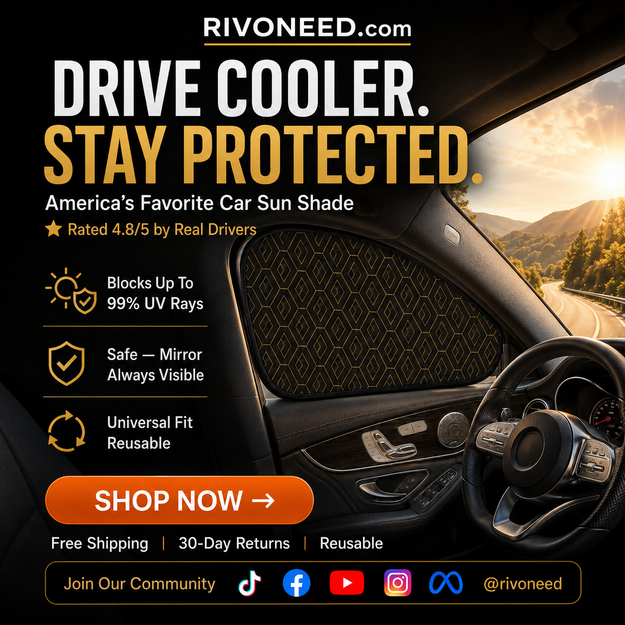 🏆 Last Day Special Price £8.99 ! ⏰Universal Car Side Window Sun Shades