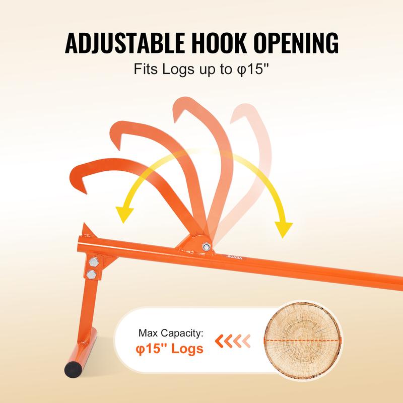 🥳2026 HOT SALE🥳💞50K+ SOLD! 🔧🧤50% OFF! 48" Carbon Steel Log Lifter – leverage design lifts logs up to 15", adjustable hook & non-slip grip. Cut safer, strain your back less! 🛡️✅