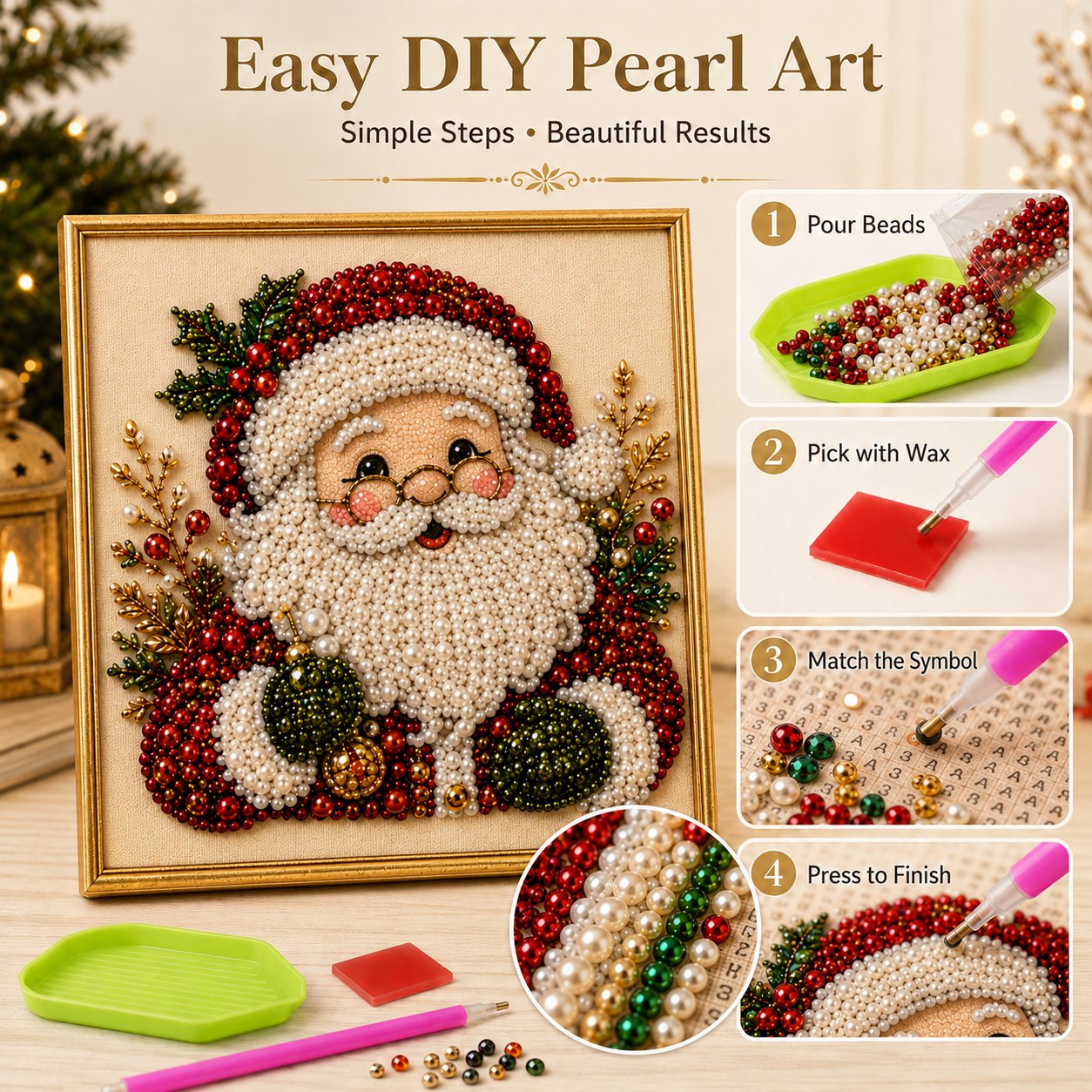 🥳2026 HOT SALE🥳💞50K+ SOLD!🎄✨ 50% OFF! DIY Christmas Pearl Diamond Painting Kit – 5 festive designs, 3D raised beads & display frame included. A sparkling holiday masterpiece for your wall! 🖼️🎨
