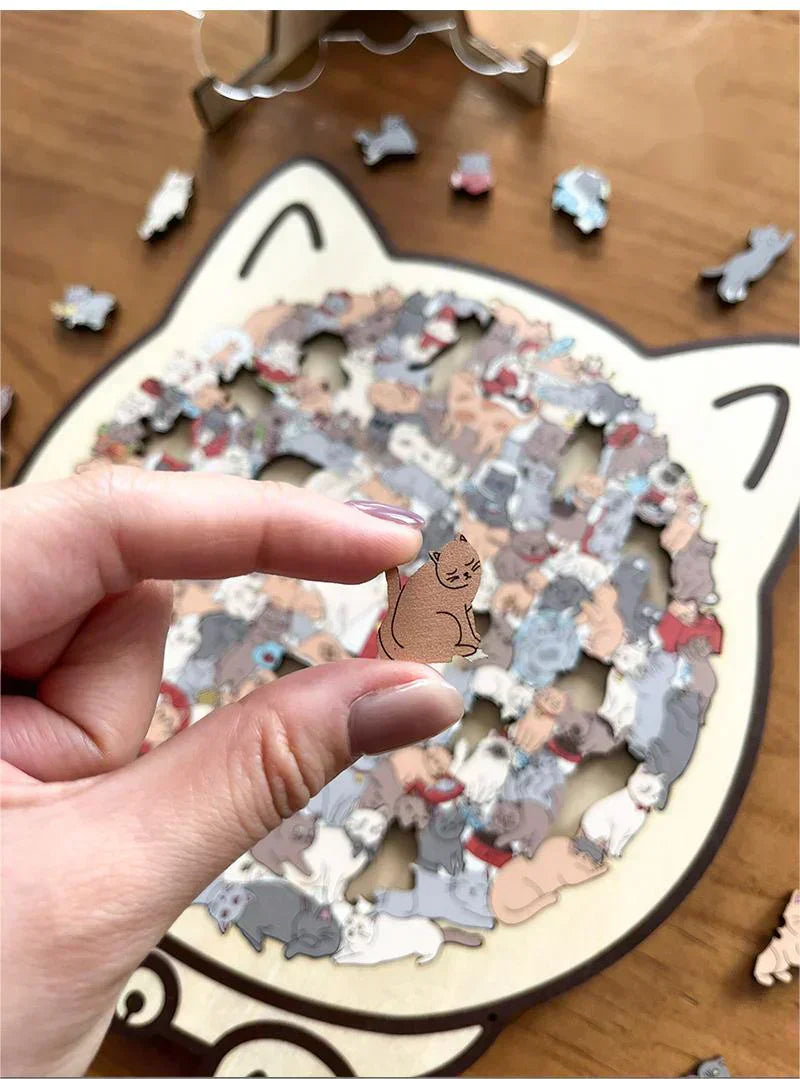 🥳2026 HOT SALE🥳💞50K+ SOLD!🐱🧩 50% OFF! 135‑Piece Cat Shaped Wooden Jigsaw – Morandi colours, artistic frame. Premium wood, calming & collectible. A gift for cat lovers! 🎨✨