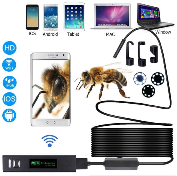 🔍 50% OFF! ✨ 3-IN-1 ENDOSCOPE - 2.0MP HD with 6 LED Lights, IP67 Waterproof, Compatible with Smartphones for Home Inspection and DIY Projects 📱🛠️