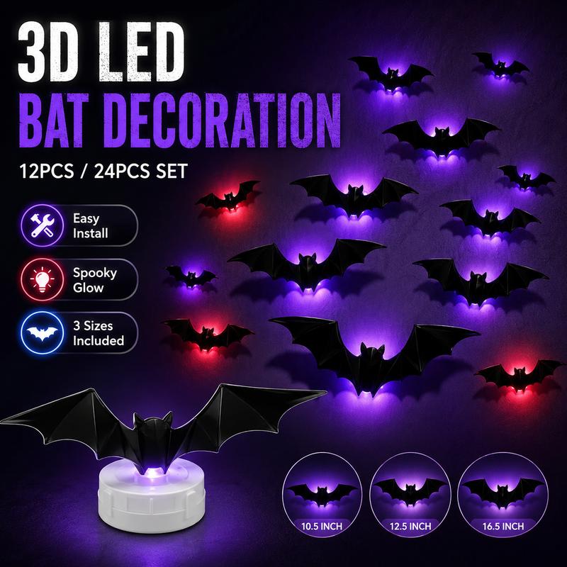 🥳2026 HOT SALE🥳💞50K+ SOLD!🎃🦇 50% OFF! Halloween 3D Bat LED Wall Light – Bendable wings create lifelike flight poses. Purple LED glow brings spooky vibes – perfect for haunting your home! 🩸✨
