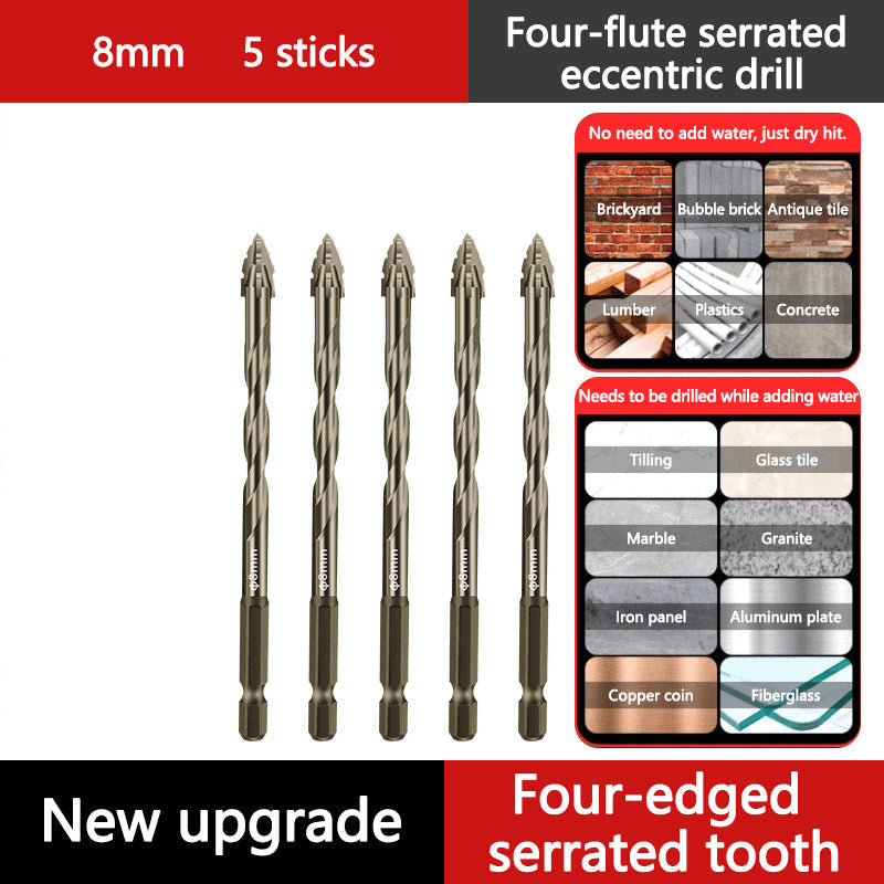 🥳2026 HOT SALE🥳💞50K+ SOLD!⚙️🌀 50% OFF! 4-Flute Serrated Drill Bit Kit – Eccentric tip, high-strength alloy. Fast drilling, long life. Your workshop upgrade. 🏠🕊️