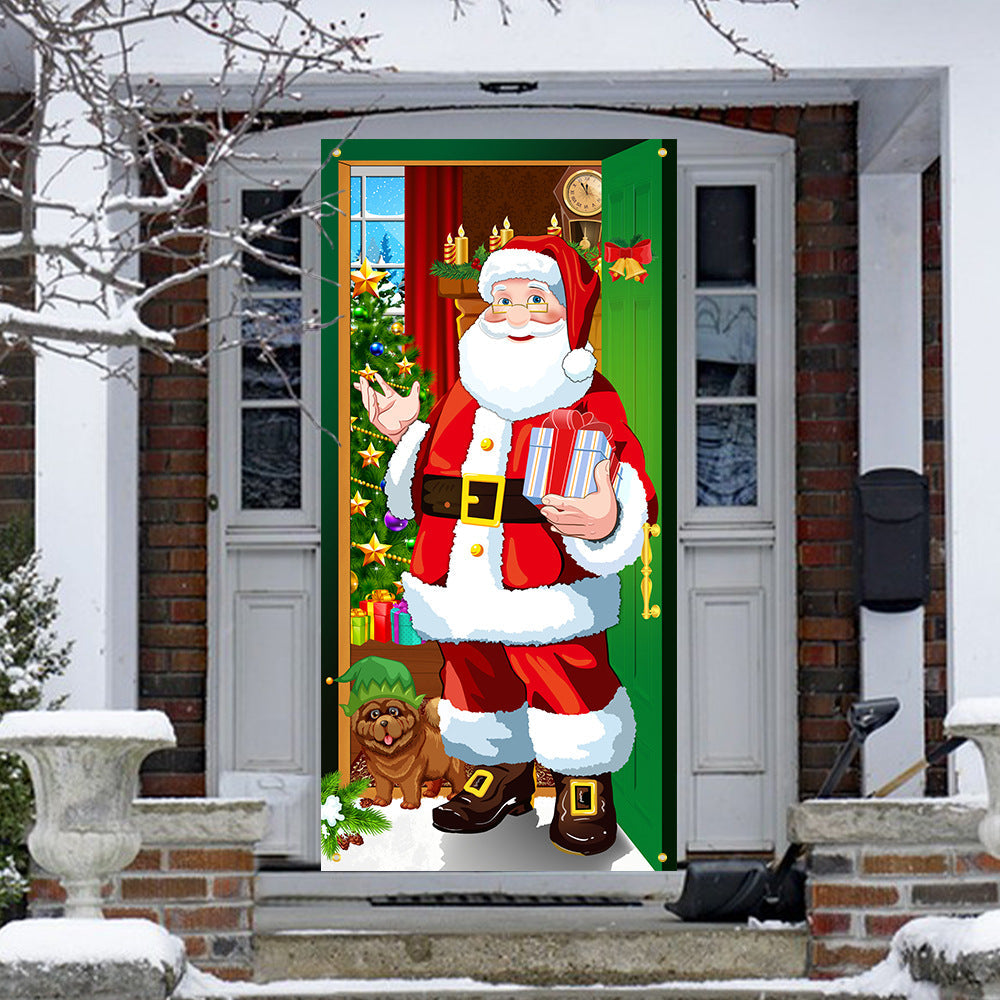 🥳2026 HOT SALE🥳💞50K+ SOLD! 🎄🚪 50% OFF! Christmas Front Door Decoration – 28-second install, washable & reusable fabric cover. Fits 35x79 inch door, indoor/outdoor. Easy holiday cheer! 🎅✨