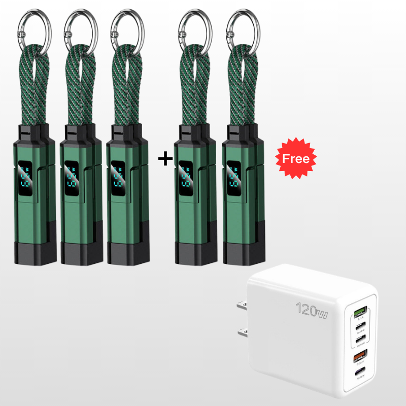 🥳2026 HOT SALE🥳💞50K+ SOLD!📊🔌 50% OFF! 4‑in‑1 Keychain Charger – Built‑in digital wattmeter, zinc alloy core. Supports 65W+27W. Never guess charging speed again. A pocket‑sized power station! 💎🔄