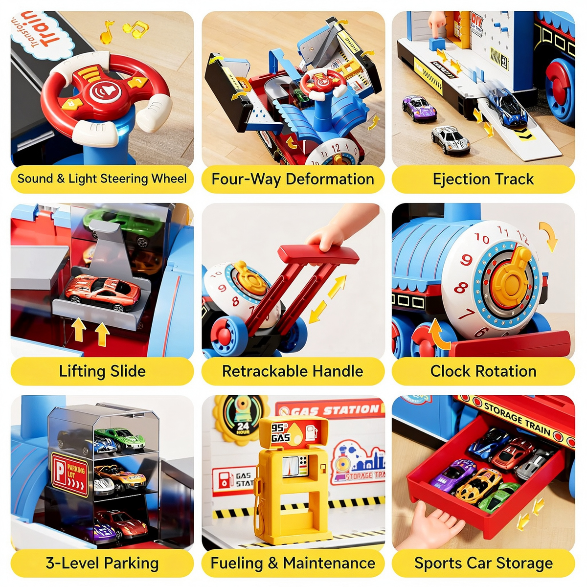 🥳2026 HOT SALE🥳💞50K+ SOLD! 🚂🎁 50% OFF! Large Rideable Toy Train – 4 play modes: push, pull, sit & play. Includes 6/12 die-cast cars & storage wagons. Safe, sturdy, ages 4-6. Perfect Christmas gift! 🛡️✨