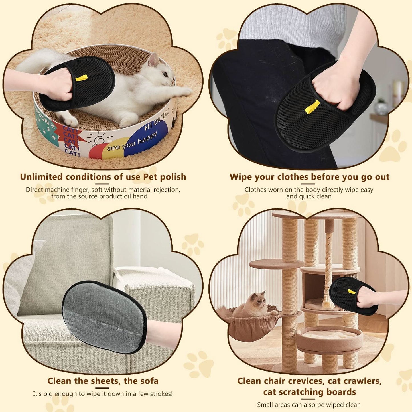 🥳2026 HOT SALE🥳💞50K+ SOLD! 🐾🧤 Pet Hair Remover Gloves – double-sided silicone bristles grab fur from sofas, clothes & carpets in seconds. Massages your pet while collecting loose hair – no more sticky rollers! 🧹✨