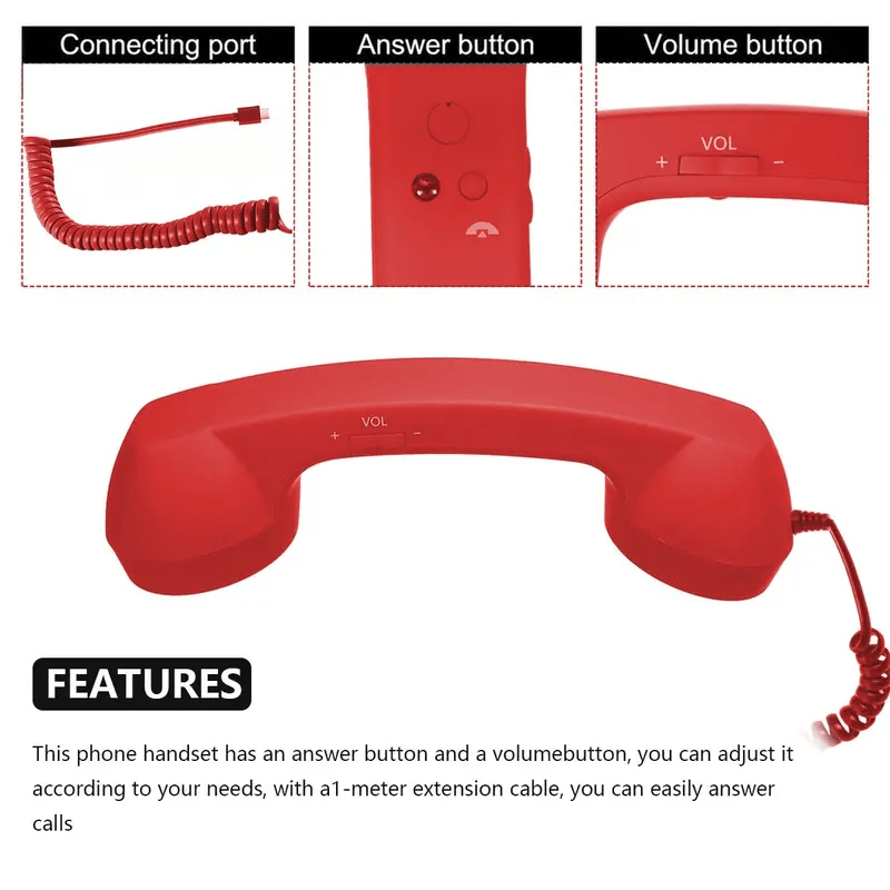 🥳2026 HOT SALE🥳💞50K+ SOLD!📞✨ Christmas Sale – Just £9.99! Retro Phone Handset – Blocks up to 99% of Phone Radiation. Classic Feel, Modern Type-C Connection – Safer Long Calls! 🛡️🎄