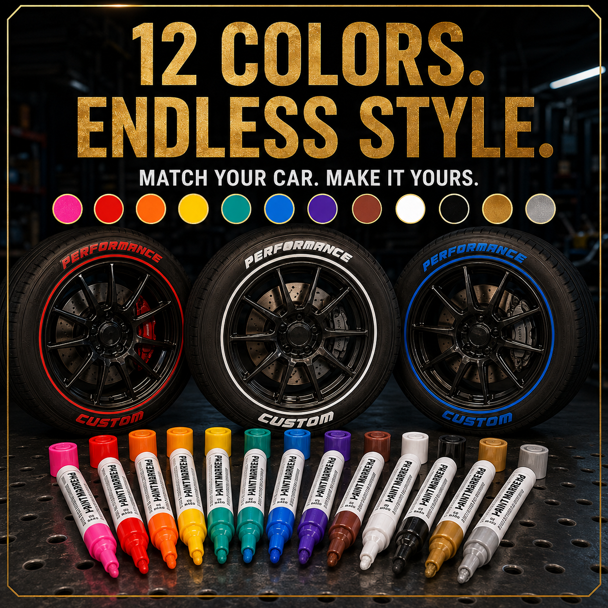 🥳2026 HOT SALE🥳💞50K+ SOLD! ✏️🔧 50% OFF! Oil-Based Waterproof Tire Marker Pen – 12 vibrant colors, waterproof & fade‑resistant. Perfect for tires, metal, glass & DIY crafts – bold marks that last! 🎨🚗